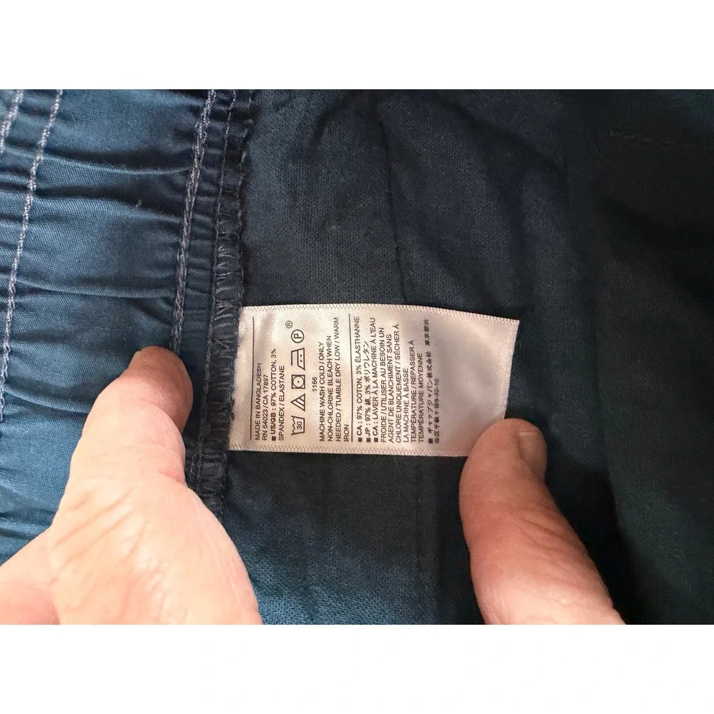 Banana Republic Mens Deck Shorts Teal Blue Elastic Drawstring Cotton Stretch L‎